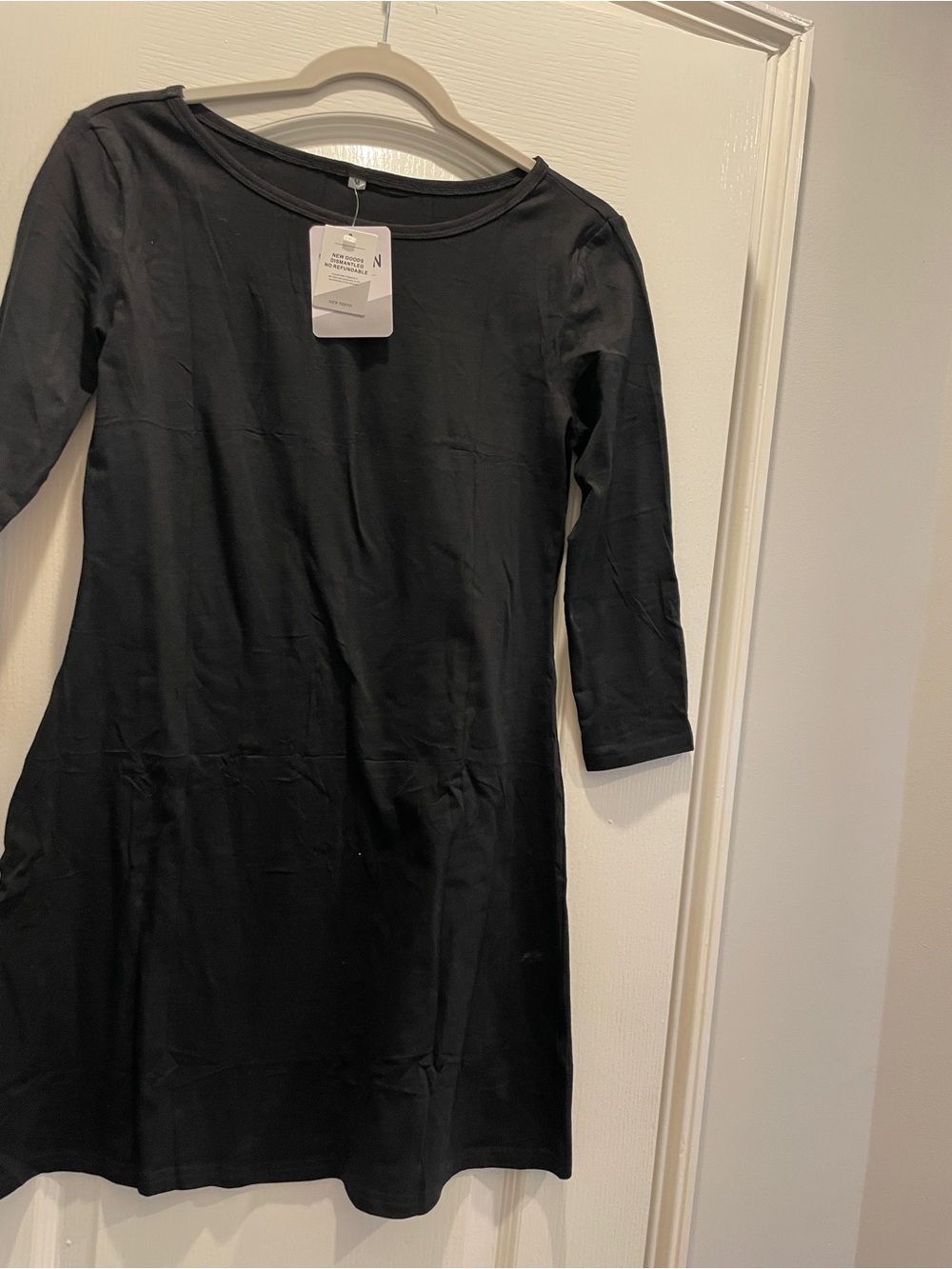 Black Women's 3/4 Sleeve Shift Dress